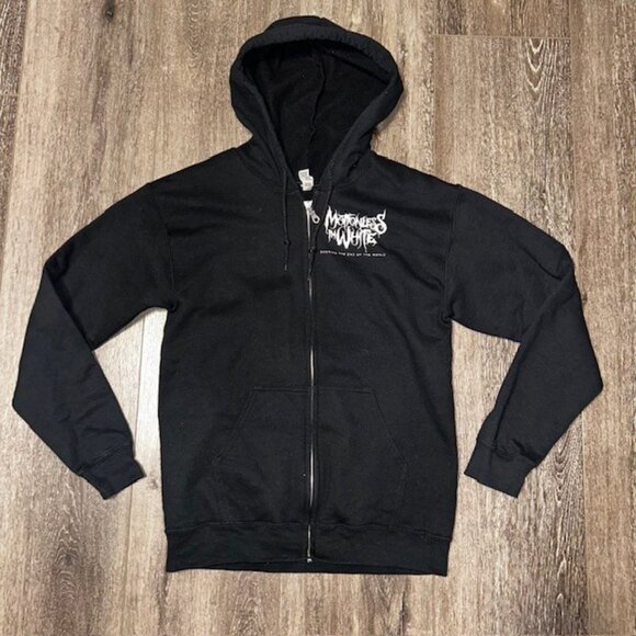 Motionless in White Full Zip Hoodie Unisex Black And White SMALL S Fleece Knit - Picture 4 of 4
